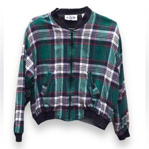 Vintage 90’s Plaid Flannel Bomber Jacket